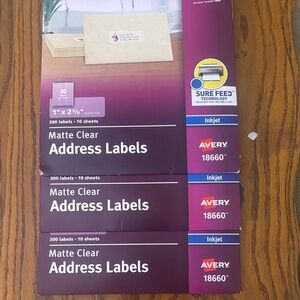 Avery Matte Clear Address Labels- 3 Pack
